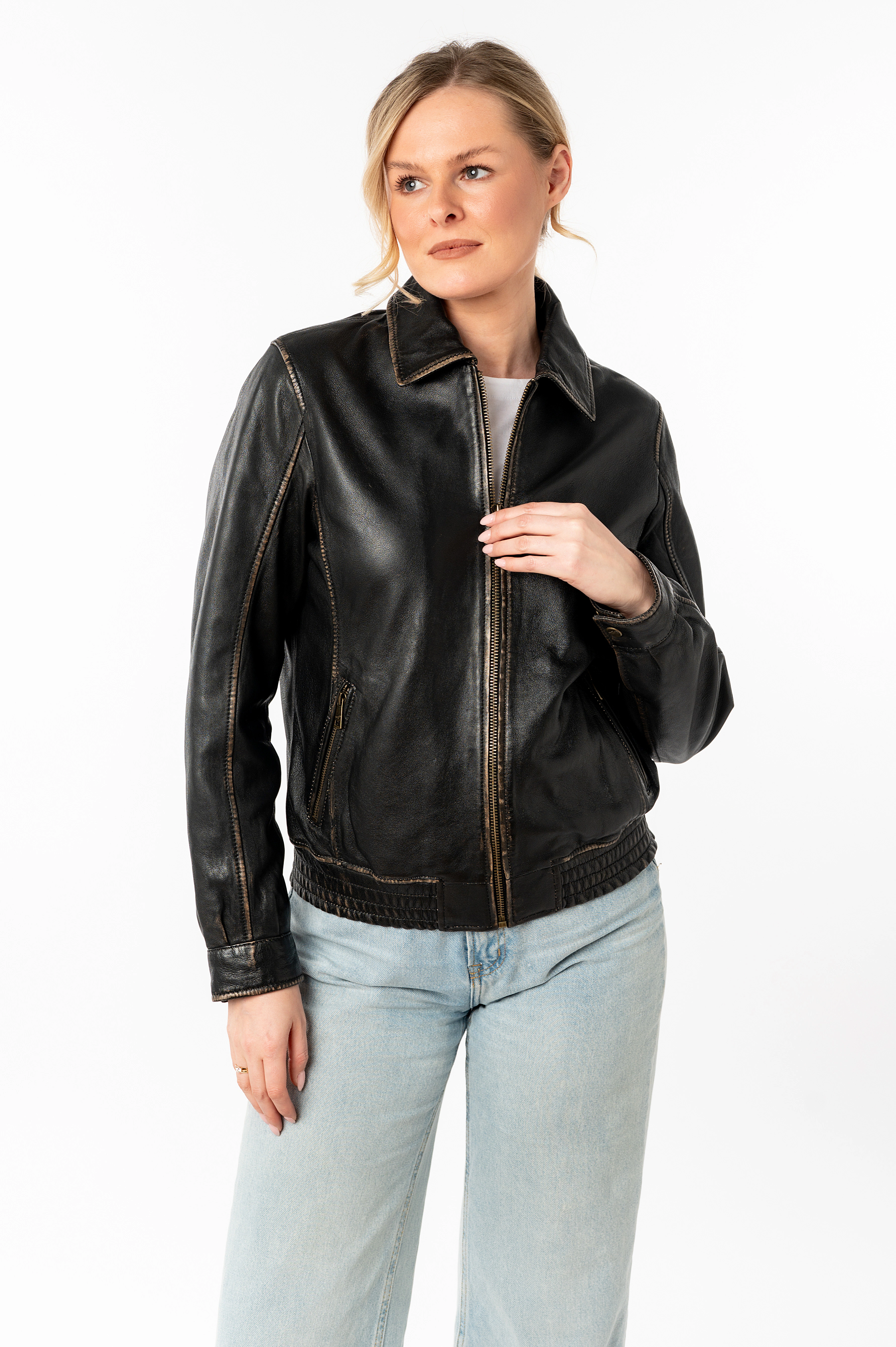 Mauritius Lederjacke "MWBjanka", mit elastischem Bund, Leo-Innenfutter günstig online kaufen