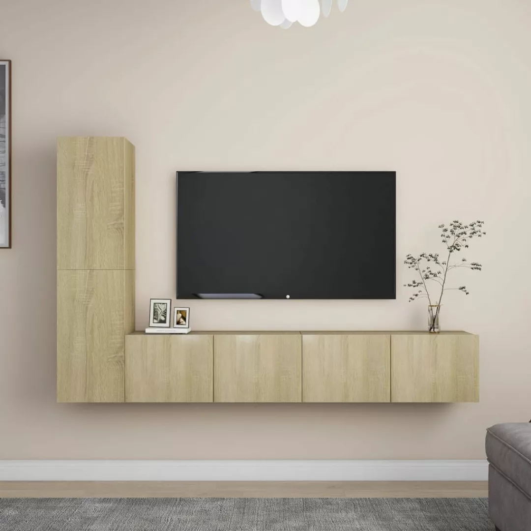 vidaXL TV-Schrank 4tlg TV Schrank Set Hängeschrank Wohnwand Fernsehschrank günstig online kaufen