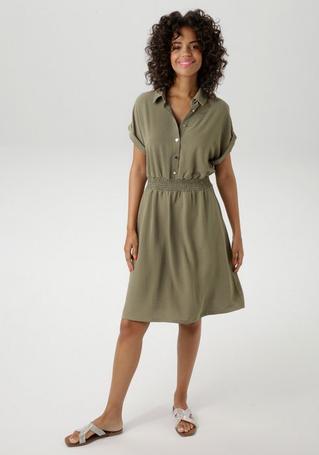 Aniston CASUAL Sommerkleid mit Smokbündchen in der Taille - NEUE KOLLEKTION günstig online kaufen