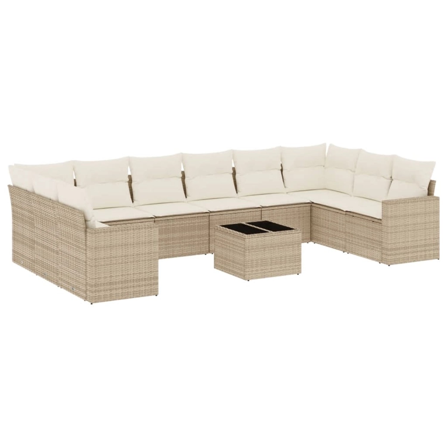 vidaXL 11-Tlg Garten-Sofagarnitur mit Kissen Beige Poly Rattan 3219468 günstig online kaufen