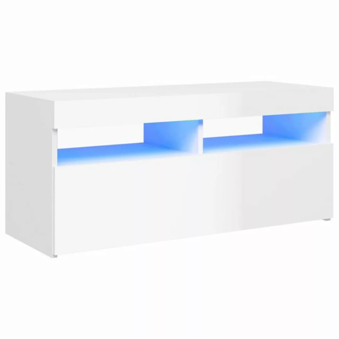 vidaXL TV-Schrank TV-Schrank mit LED Leuchten Hochglanz-Weiß 90x35x40 cm Lo günstig online kaufen