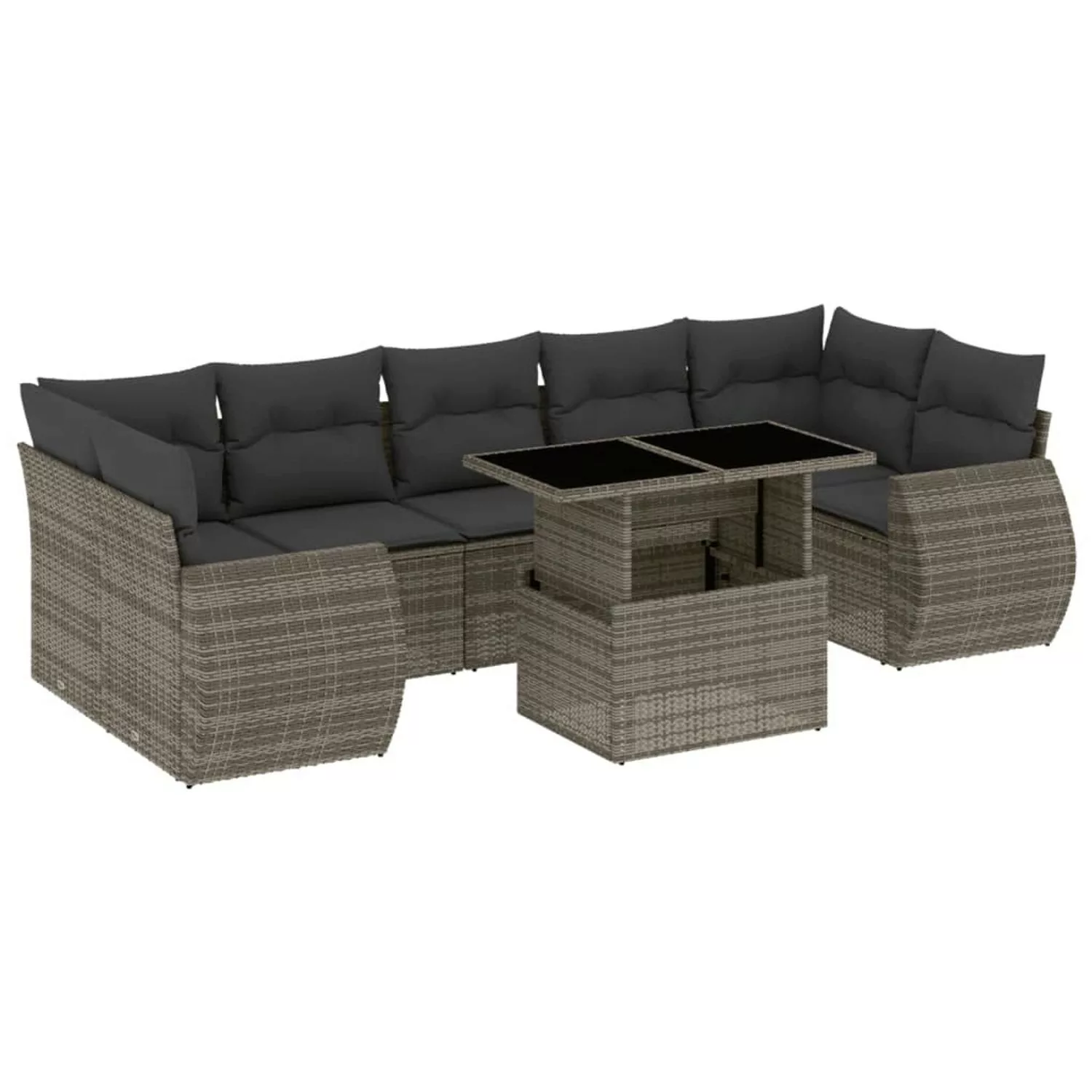 vidaXL 8-tlg Garten-Sofagarnitur mit Kissen Grau Poly Rattan Modell 143 günstig online kaufen