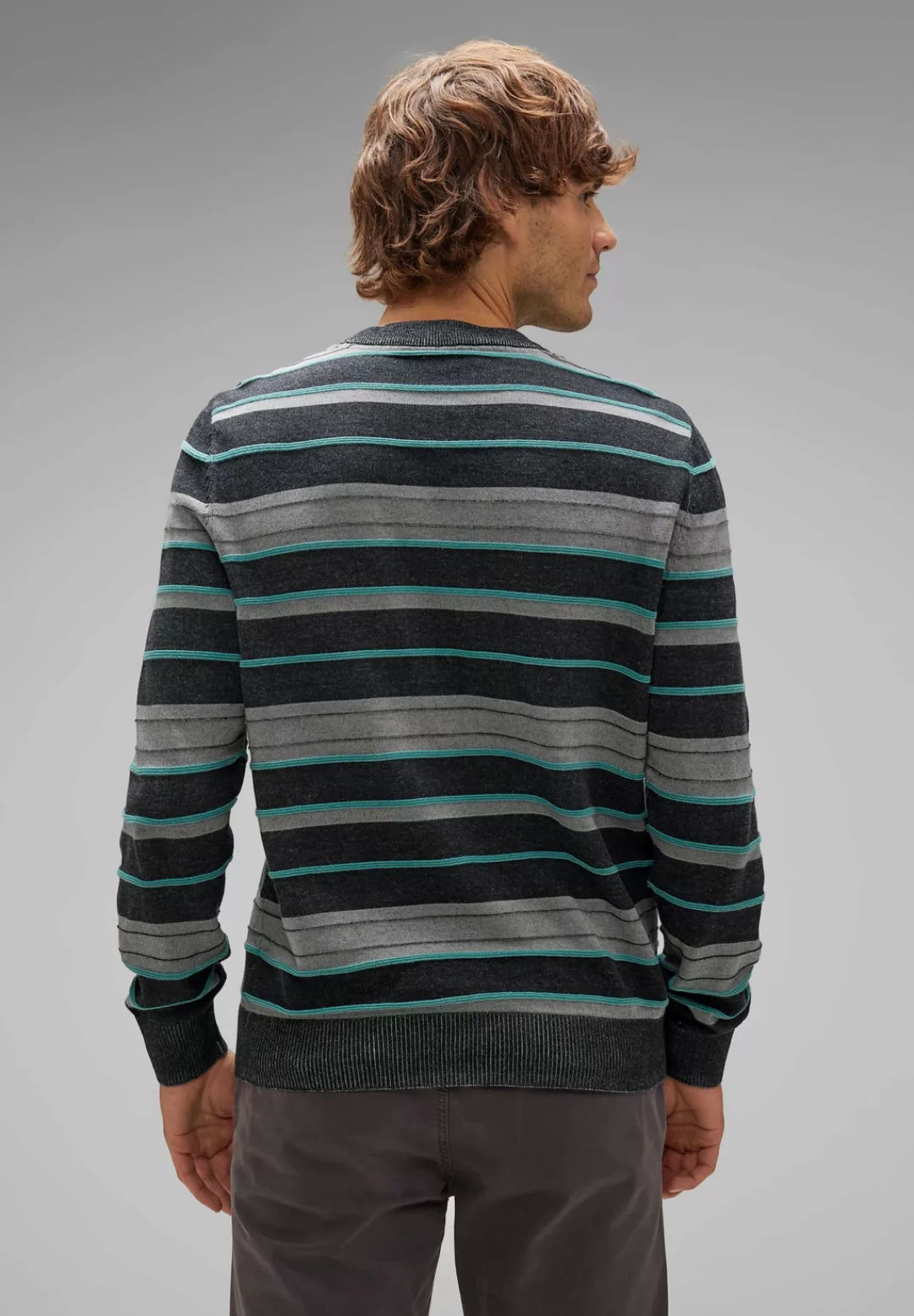 STREET ONE MEN Strickpullover, mit Rippstrickdetails günstig online kaufen