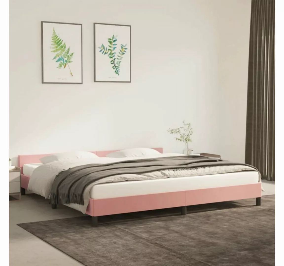 furnicato Bett Bettgestell mit Kopfteil Rosa 200x200 cm Samt günstig online kaufen
