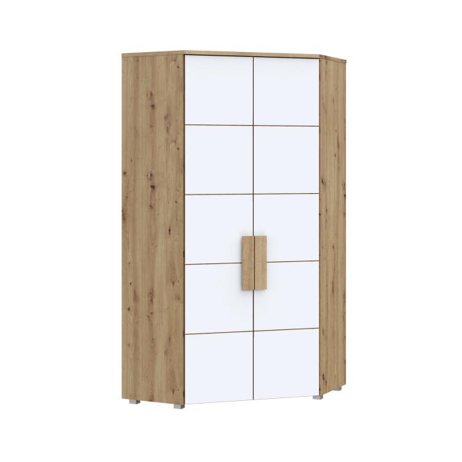 Eck-Kleiderschrank 100 cm breit ARKINA Artisan Eiche / Weiß günstig online kaufen