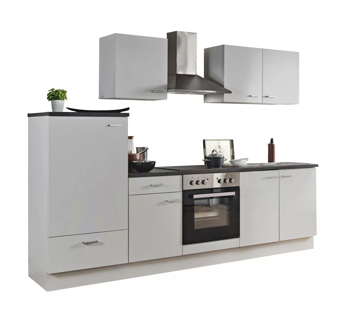 Menke Küchenzeile White Classic 270 cm Graphit-Weiß günstig online kaufen