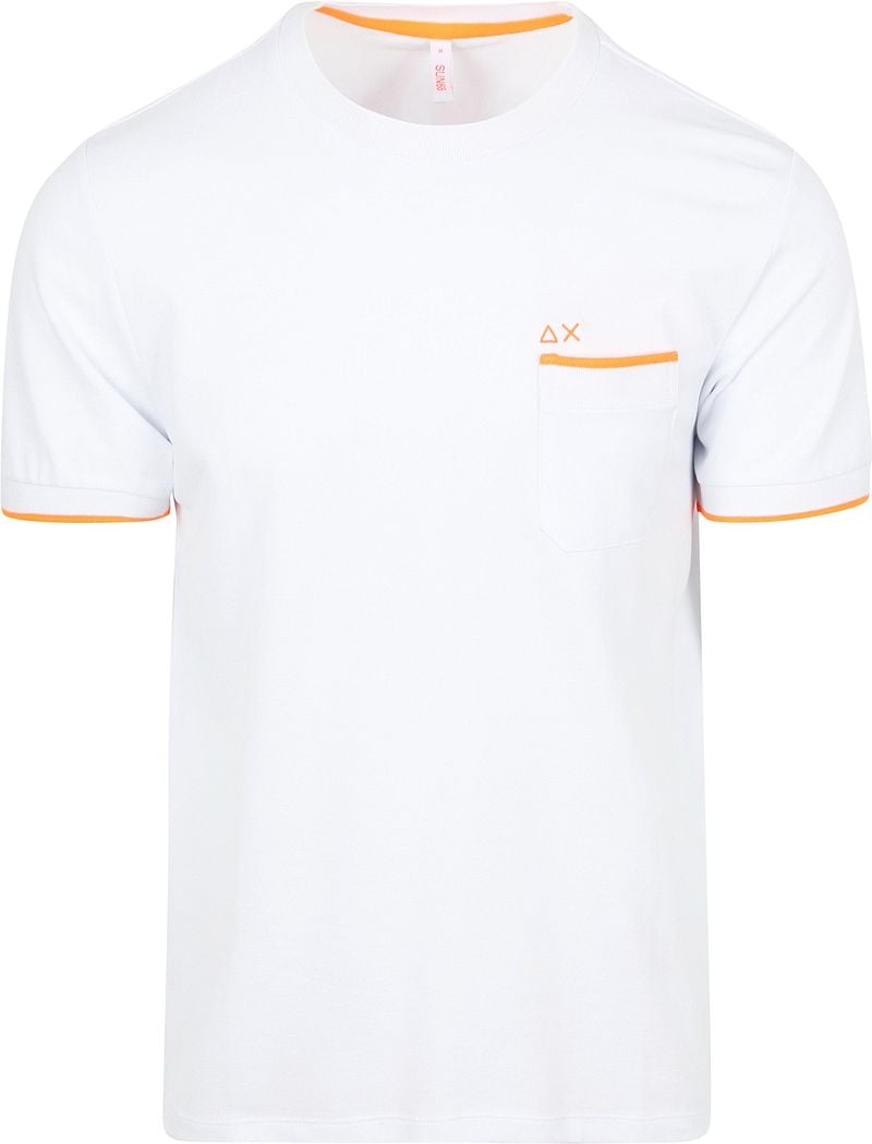 Sun68 Piqué T-Shirt Fluo Stripe Weiß - Größe L günstig online kaufen