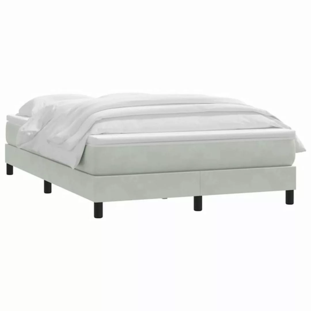 vidaXL Bett Boxspringbett mit Matratze Hellgrau 160x220 cm Samt günstig online kaufen