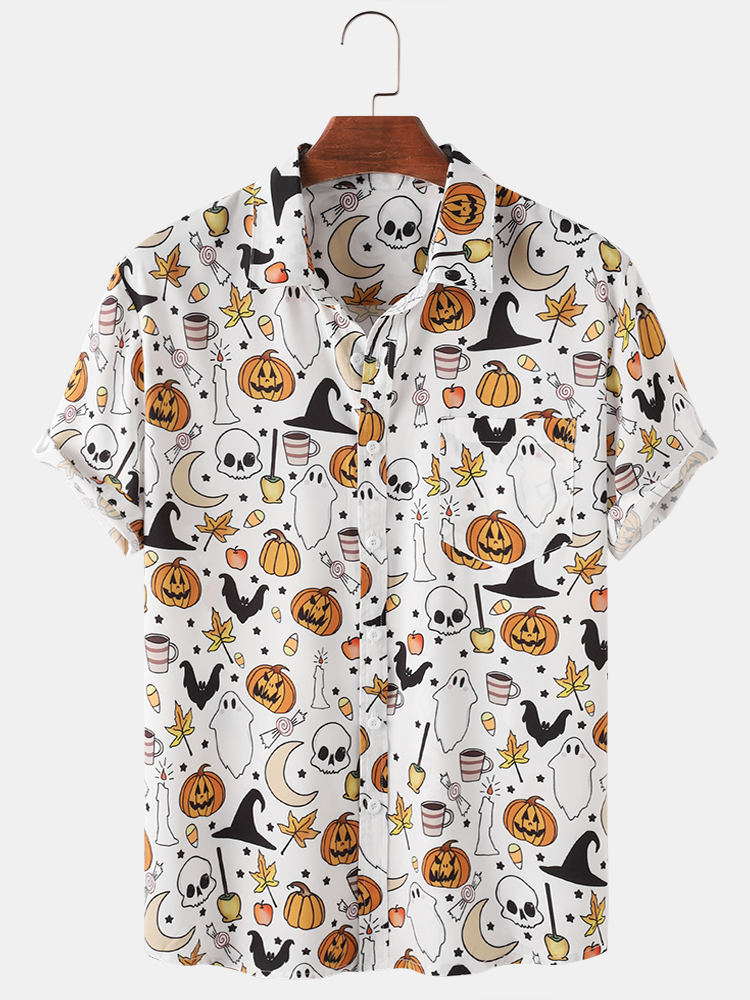 Herren Halloween Kürbis Cartoon lustige Party Kurzarm Shirts günstig online kaufen