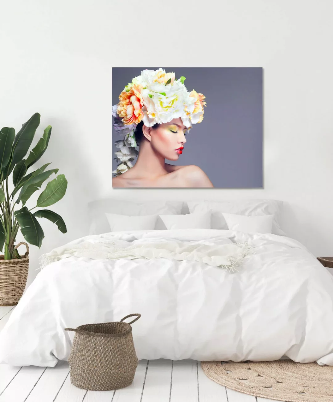 queence Acrylglasbild "Frau mit Blumenhut" günstig online kaufen