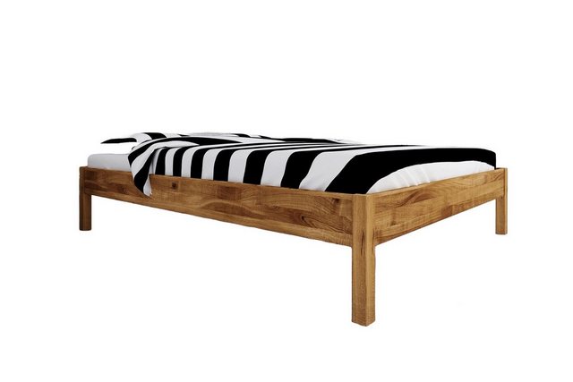 Natur24 Einzelbett Bett Bento 1 Wildeiche massiv 140x200cm ohne Kopfteil mi günstig online kaufen