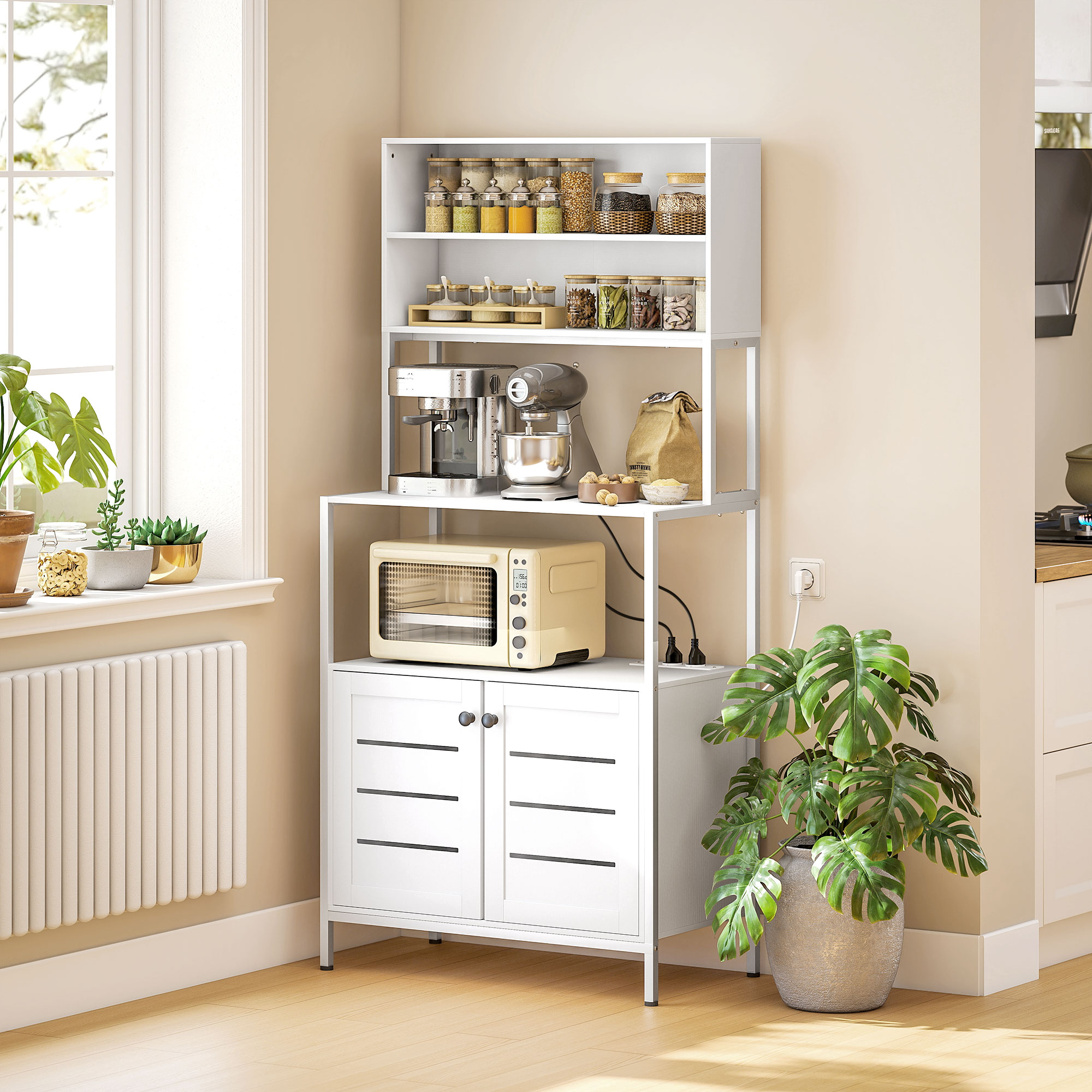 HOMCOM Küchenregal mit Steckdosenleiste, Mikrowellenschrank, moderne Küchen günstig online kaufen