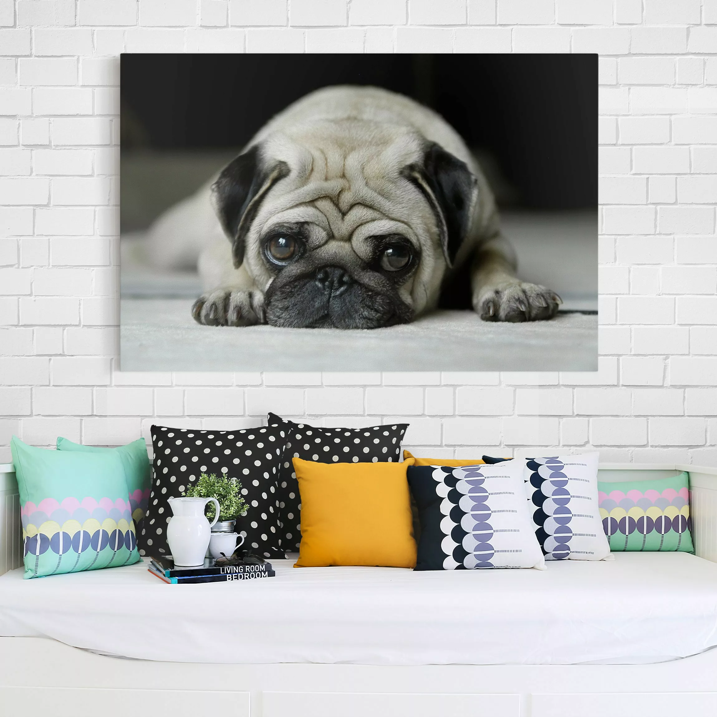 Leinwandbild - Querformat Pug Loves You günstig online kaufen