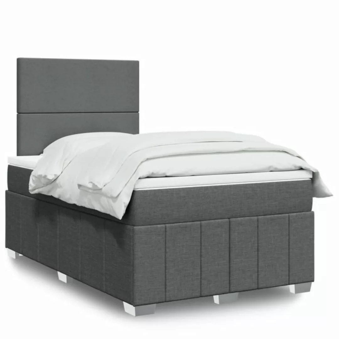 vidaXL Boxspringbett, Boxspringbett mit Matratze Dunkelgrau 120x190 cm Stof günstig online kaufen