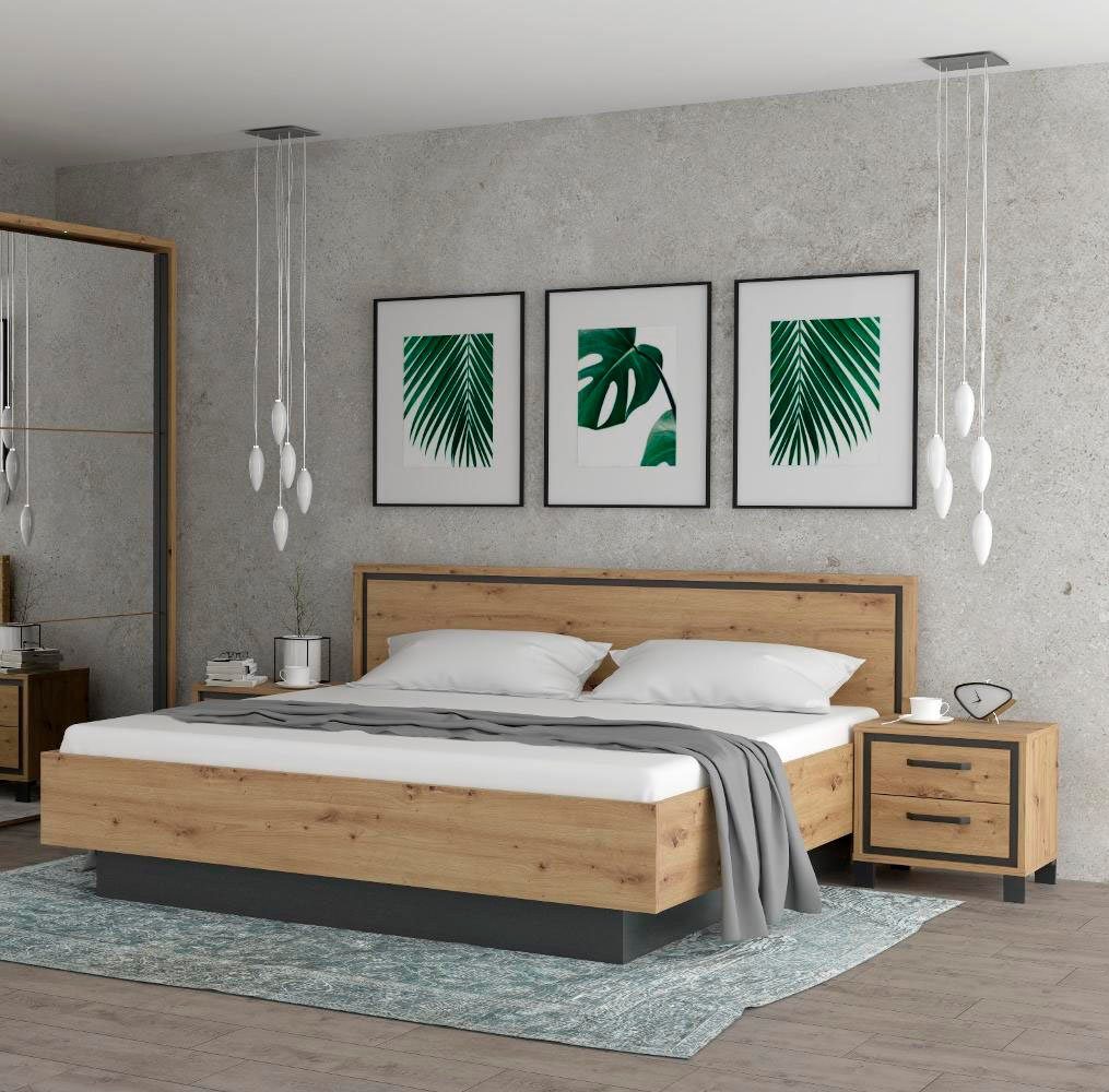 FORTE Bettgestell "Trondheim, Belastbarkeit 250KG, Loft-Stil", melaminbesch günstig online kaufen