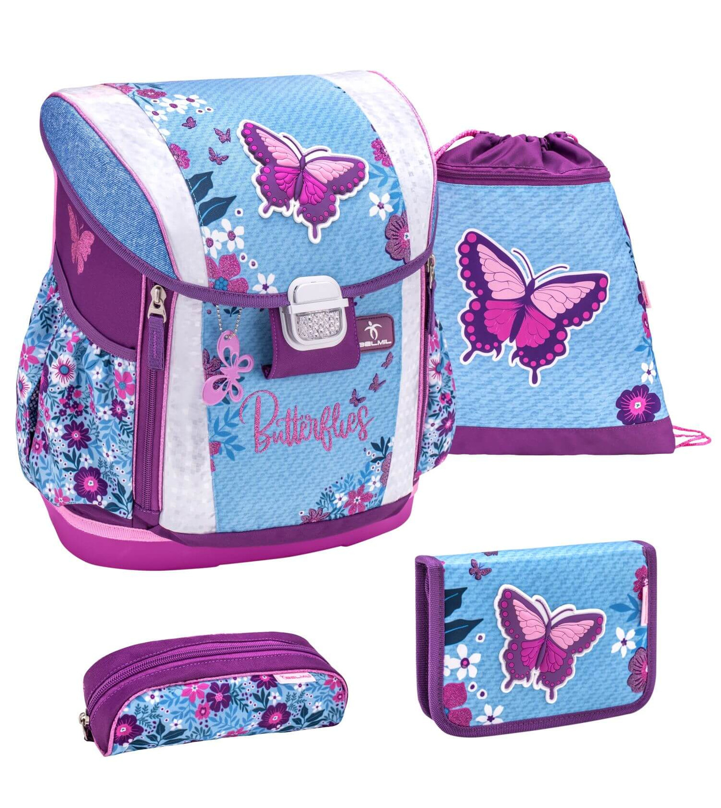 BELMIL Schulranzenset "Customize-Me" Jeans Butterfly günstig online kaufen