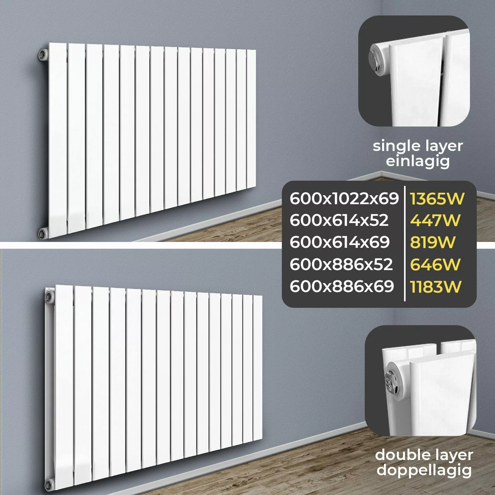 Aquamarin Designheizkörper Design Heizkörper - Einlagig/Doppellagig, günstig online kaufen