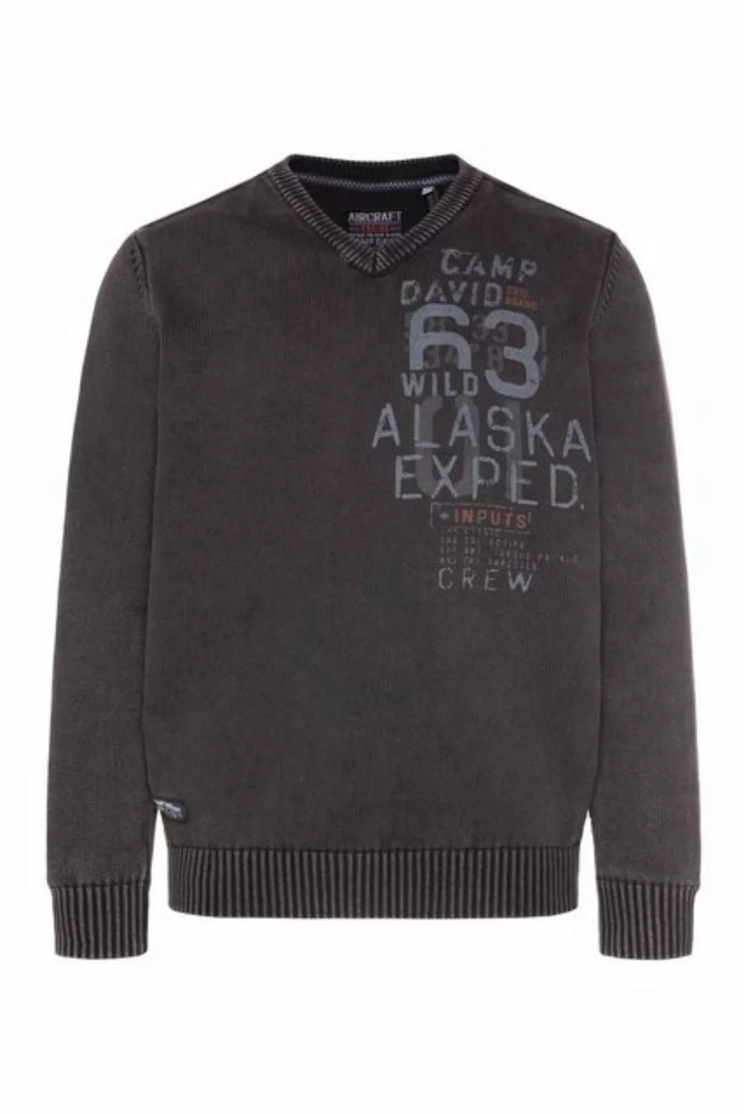 CAMP DAVID Strickpullover mit Logoprints vorne und hinten günstig online kaufen