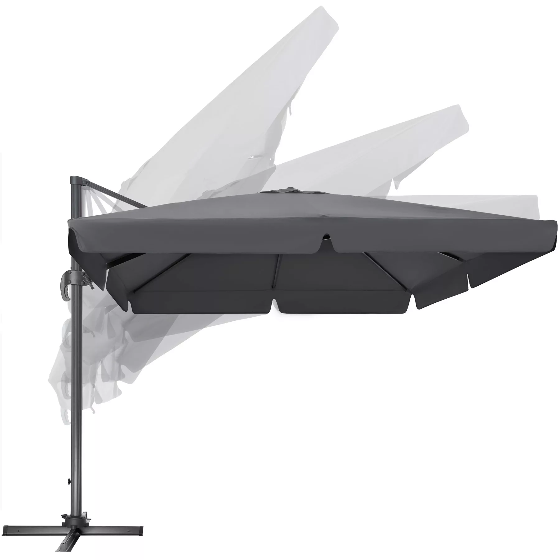 Sonnenschirm Ampelschirm 424cm mit Fußpedal - grau günstig online kaufen