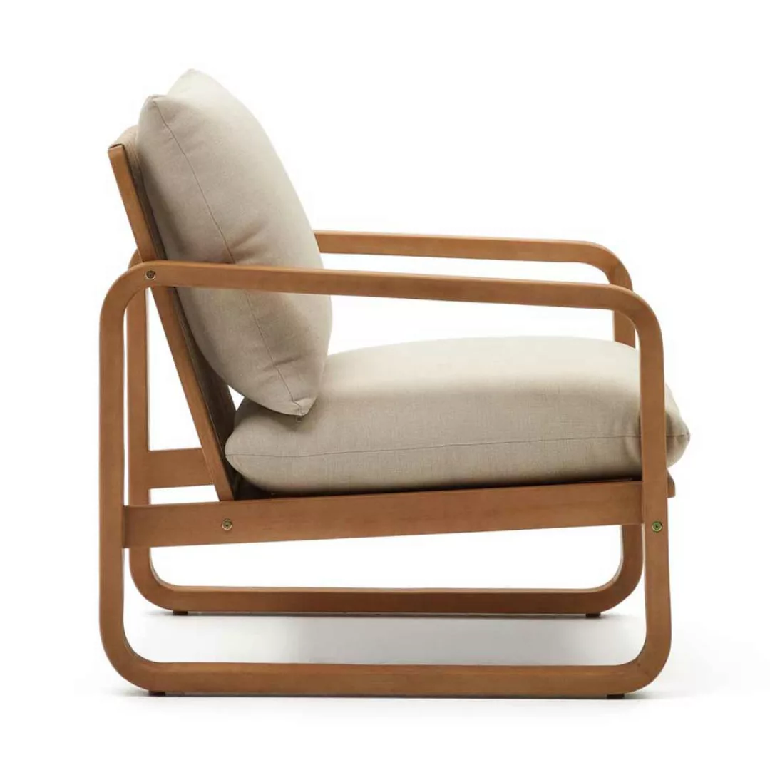Lounge Sessel mit Auflagen aus Eukalyptusholz Webstoff günstig online kaufen