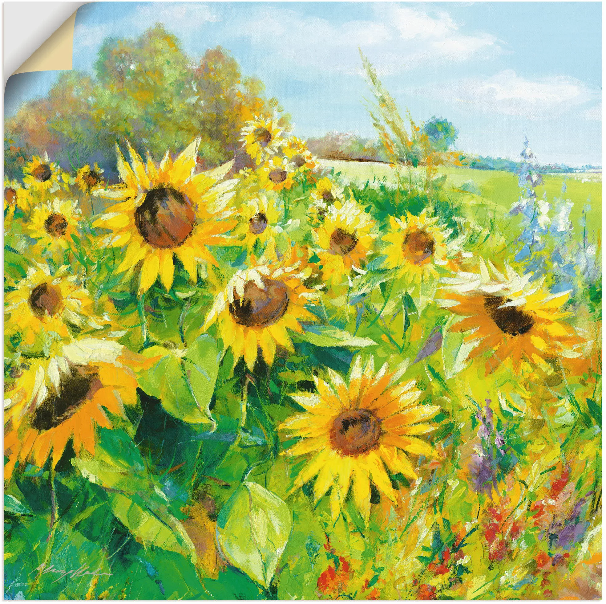 Artland Wandbild "Sommerwiese mit Sonnenblumen", Blumenwiese, (1 St.), als günstig online kaufen