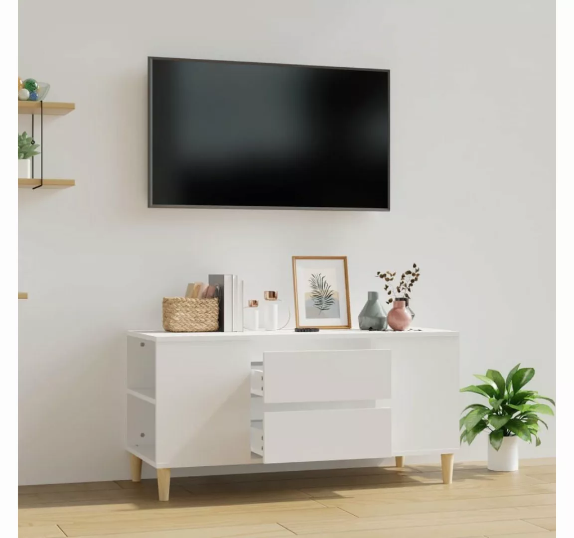 vidaXL TV-Schrank TV-Schrank Weiß 102x44,5x50 cm Spanplatte TV-Lowboard Fer günstig online kaufen