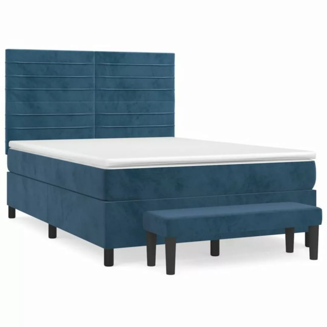 vidaXL Boxspringbett Boxspringbett mit Matratze und Fusshocker Samt (140 x günstig online kaufen