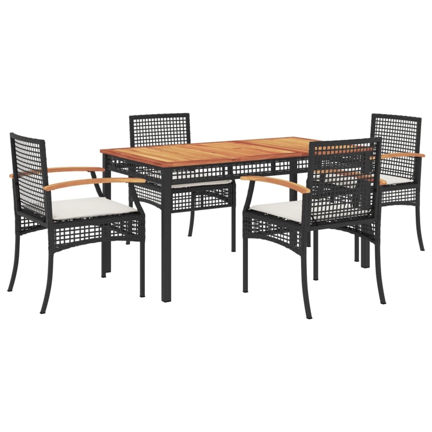 vidaXL 5-Tlg Garten-Essgruppe mit Kissen Schwarz Poly Rattan 3213562 günstig online kaufen