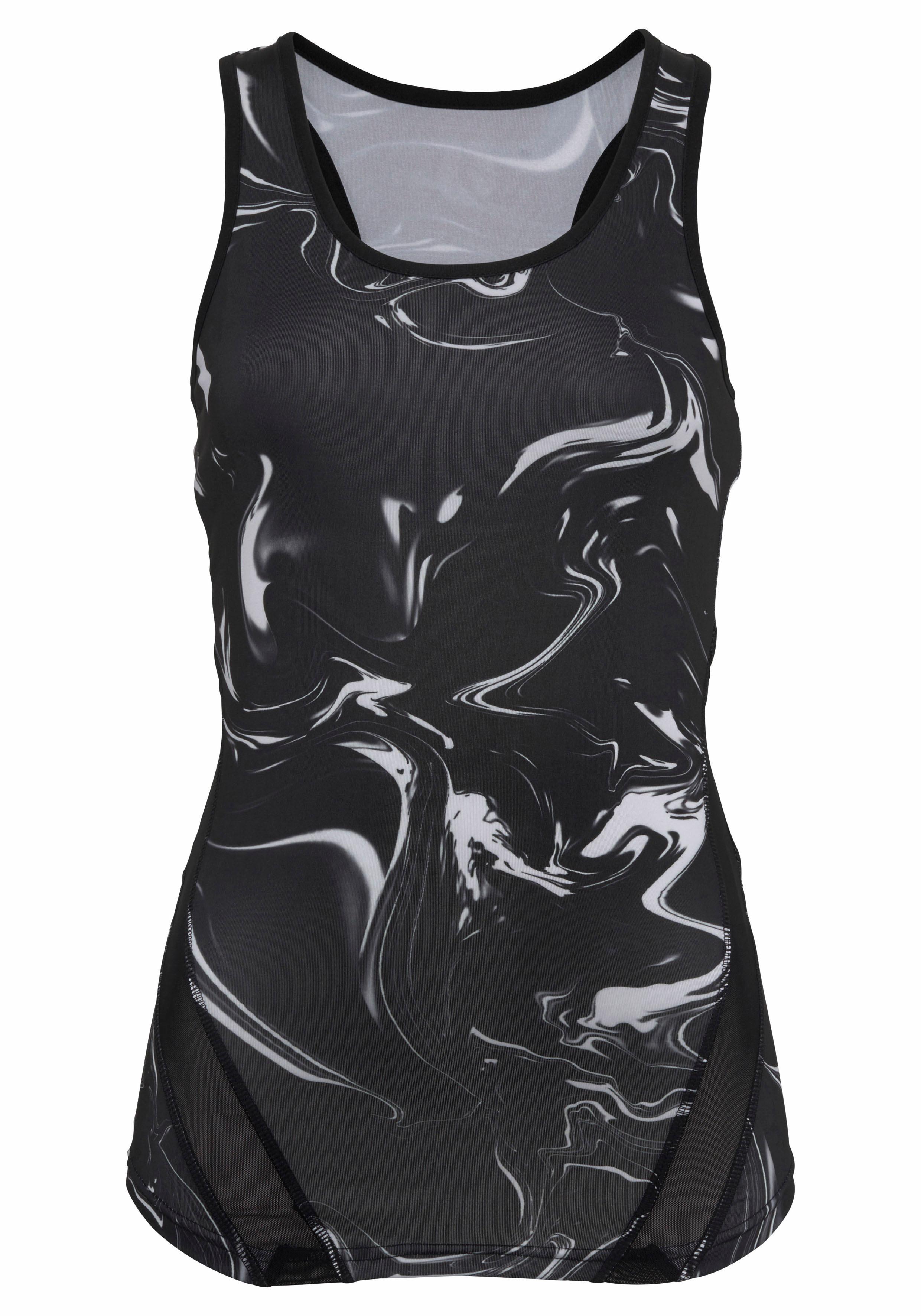 LASCANA ACTIVE Funktionsshirt "-Sportshirt Black Marble", mit breitem Racer günstig online kaufen