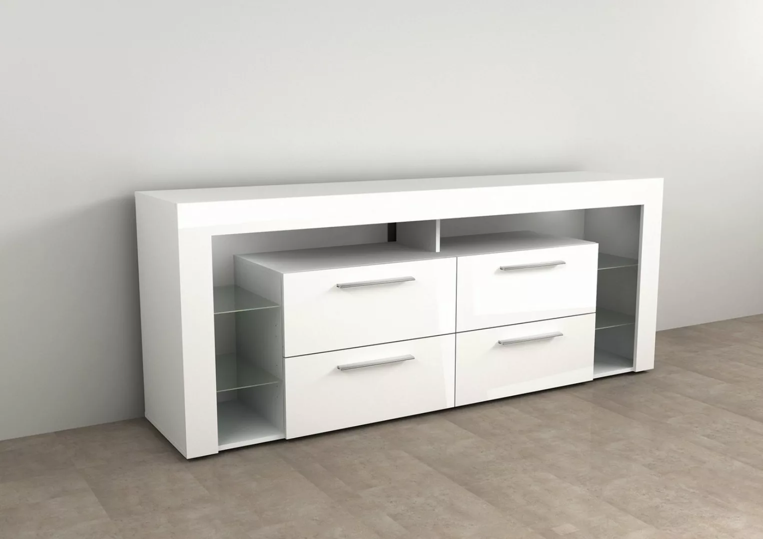 PREISBRECHER TV-Schrank VIBIO 3 in weiß Edelglanz-hochlanz weiß - 180x72,7x günstig online kaufen