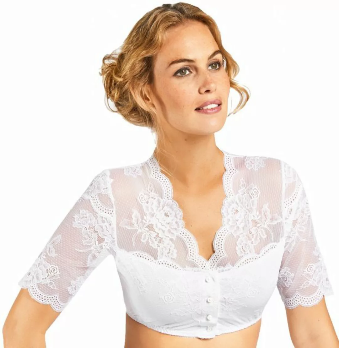 Nina Von C. Dirndlbluse Bluse 'Kalea' mit Knopfleiste V-Ausschnitt 1646371 günstig online kaufen