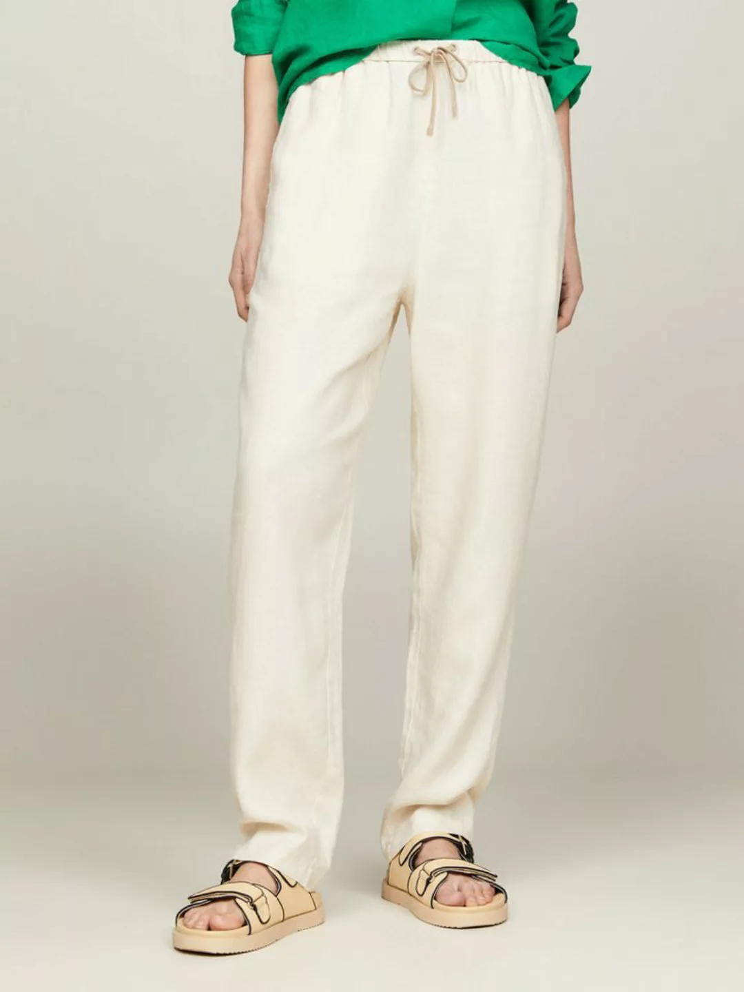 Tommy Hilfiger Leinenhose CASUAL LINEN TAPER PULL ON PANT mit Metalllabel günstig online kaufen