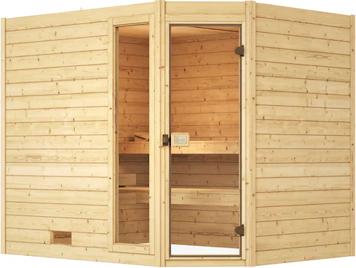 weka Sauna »Massivholzsauna VALIDA Eck 3«, Blockbohlen, Fensterlement, mode günstig online kaufen