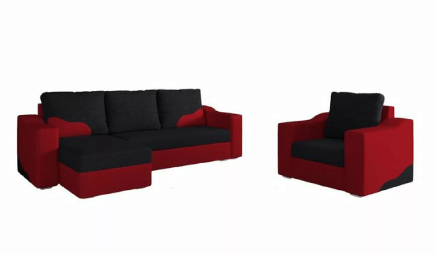 Fun Möbel Polstergarnitur Sofaset Ecksofa COLLIN mit Ottomane plus Sessel, günstig online kaufen