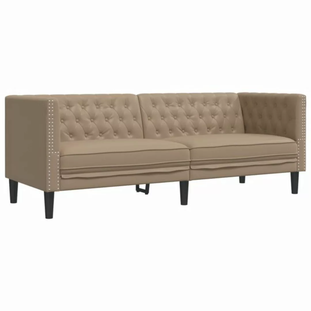 vidaXL Sofa Chesterfield-Sofa 3-Sitzer Cappuccino Kunstleder günstig online kaufen