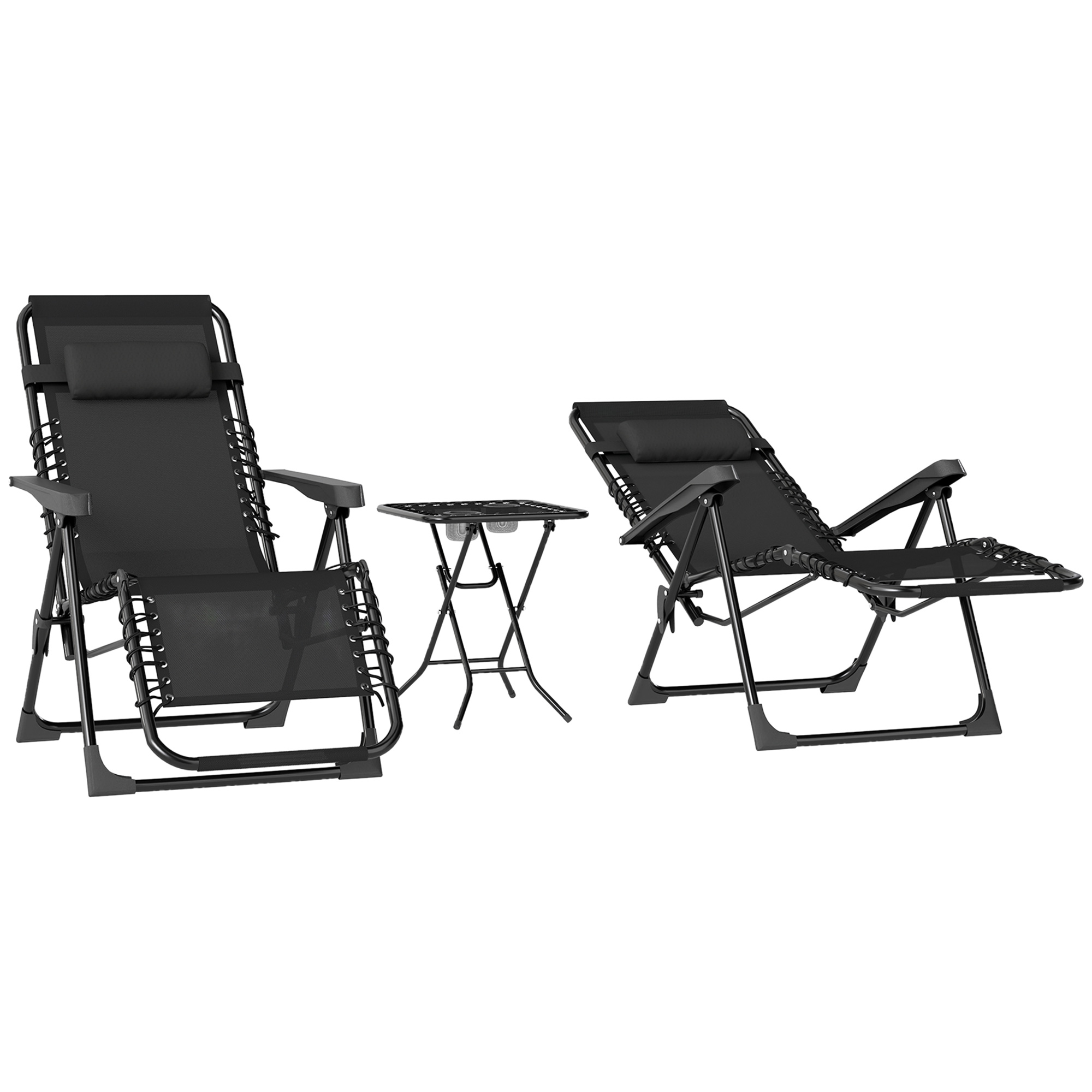 Outsunny Gartenliege Set 3-TLG. Klappbar Sonnenliege mit Teetisch 2 Stühle günstig online kaufen