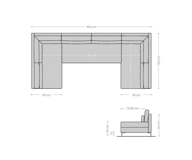 DELIFE Wohnlandschaft Elio, Lederimitat Vintage Braun Antik 400x185 cm XL W günstig online kaufen