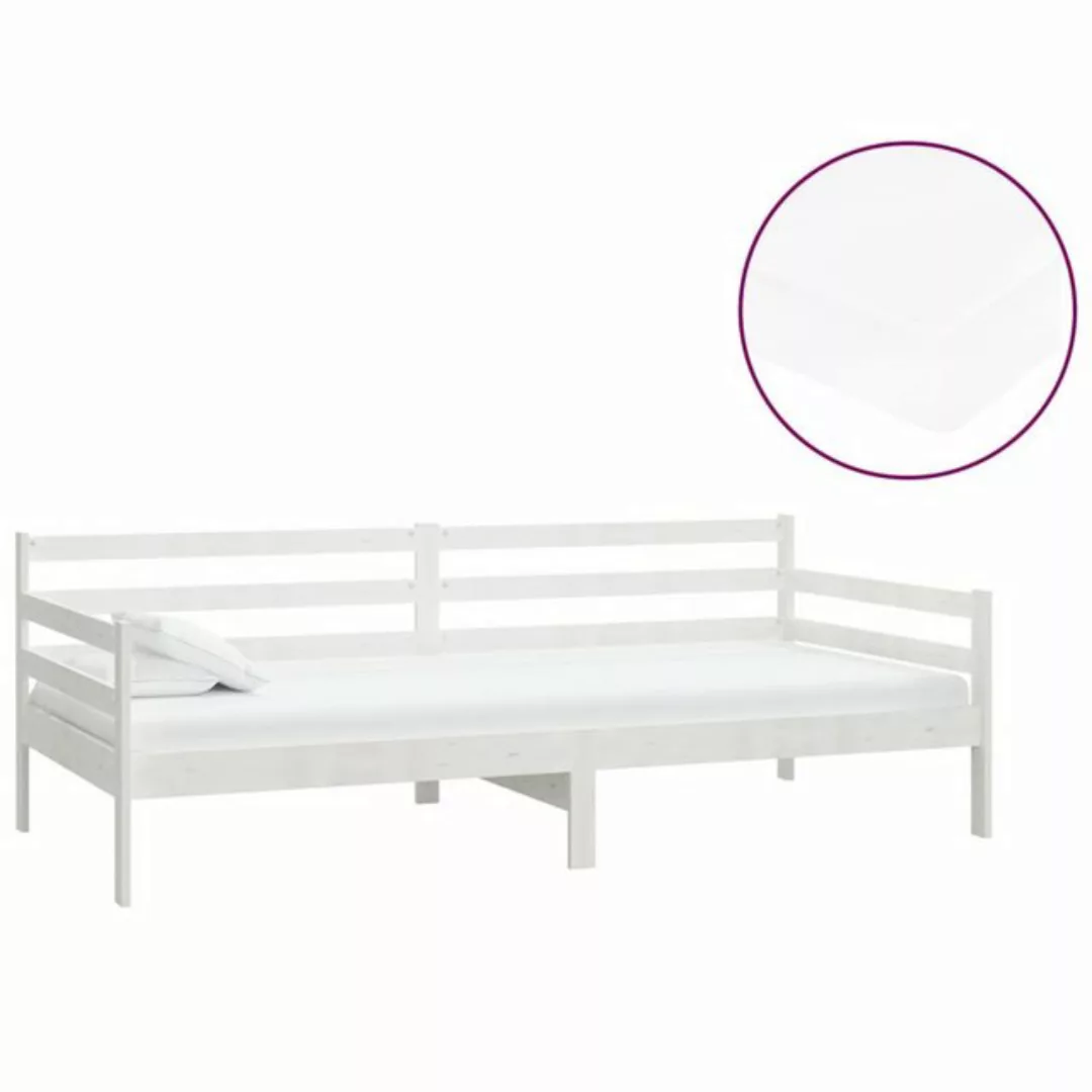 furnicato Bett Tagesbett mit Matratze 90x200 cm Weiß Kiefer Massivholz günstig online kaufen