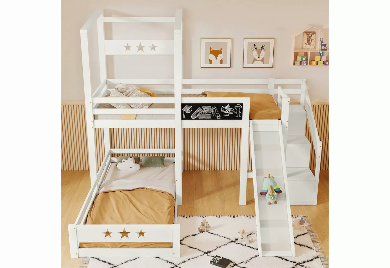 liebtech Etagenbett Kinderbett 2 kinder, bunk bed kids mit Stauraum 90x200 günstig online kaufen