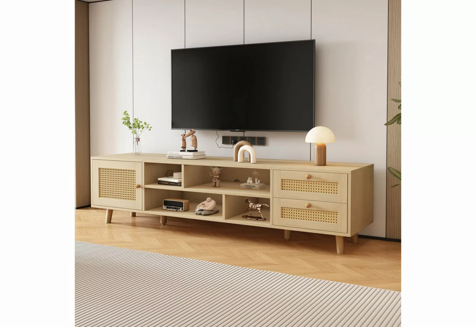 Gotagee TV-Schrank Premium 160cm Rattan-TV-Schrank Unterschrank TV-lowboard günstig online kaufen