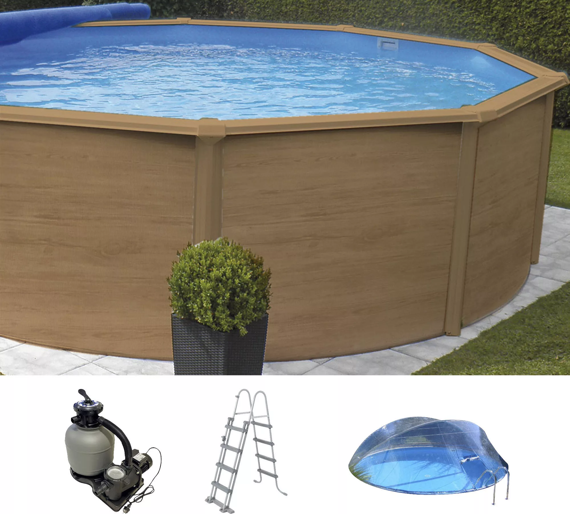 KWAD Rundpool "Wood Design CABRIO DOME inkl. Abdeckung zum Schutz des Wasse günstig online kaufen