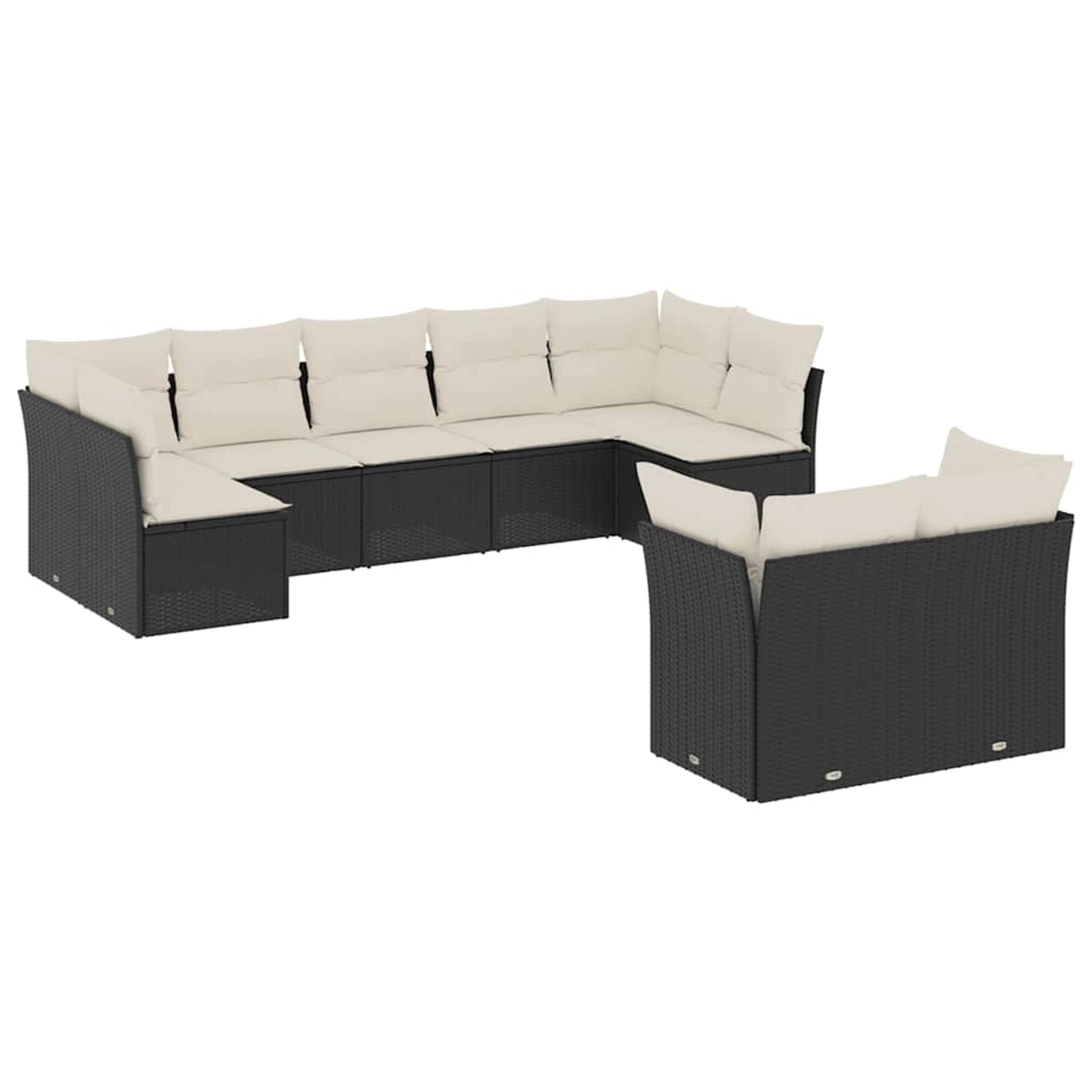 vidaXL 9-Tlg Garten-Sofagarnitur mit Kissen Schwarz Poly Rattan 3249985 günstig online kaufen