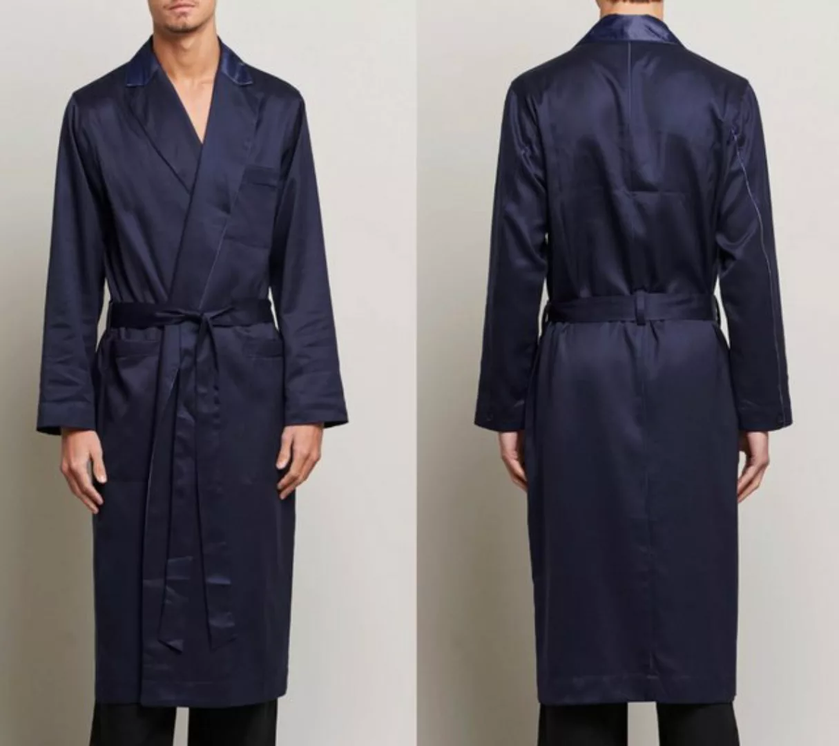CDLP Wollmantel CDLP TENCEL™ LYOCELL Blue Satin Belted Robe Coat Bademantel günstig online kaufen