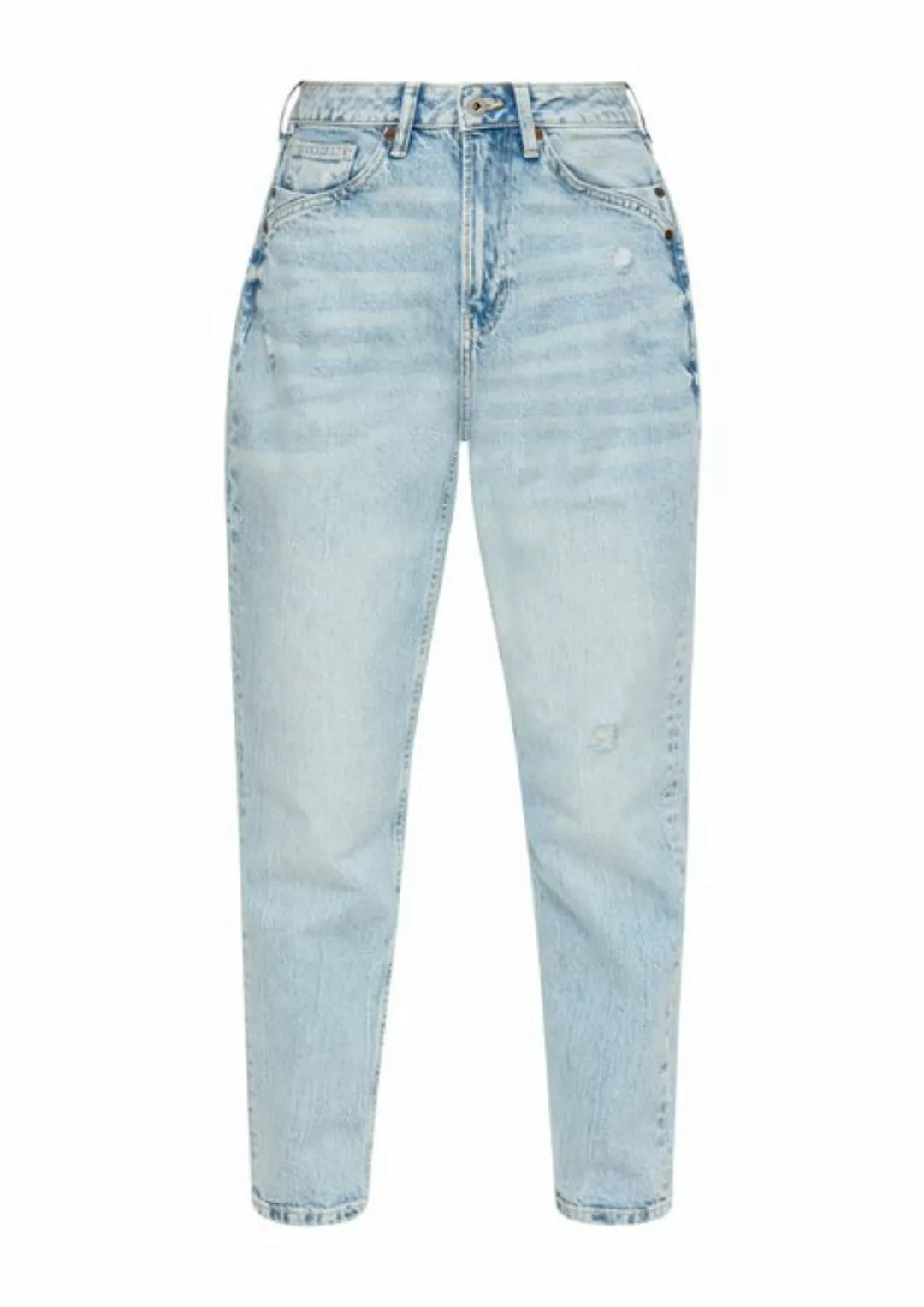 QS 7/8-Hose Ankle-Jeans Mom / Relaxed fit / High rise / Tapered leg Waschun günstig online kaufen