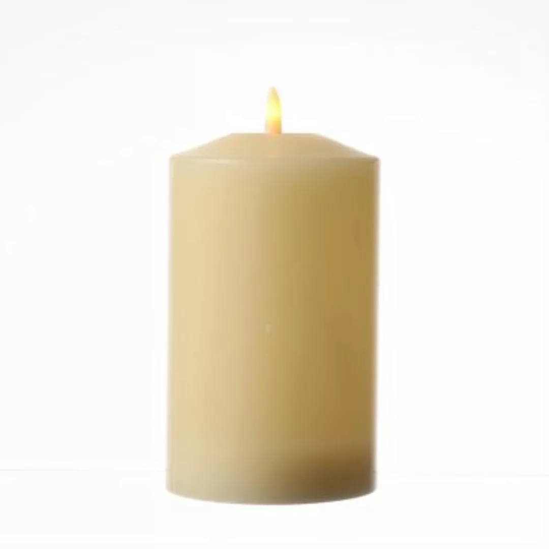MARELIDA LED Kerze Echtwachs flackernd D: 10cm H: 19cm creme günstig online kaufen