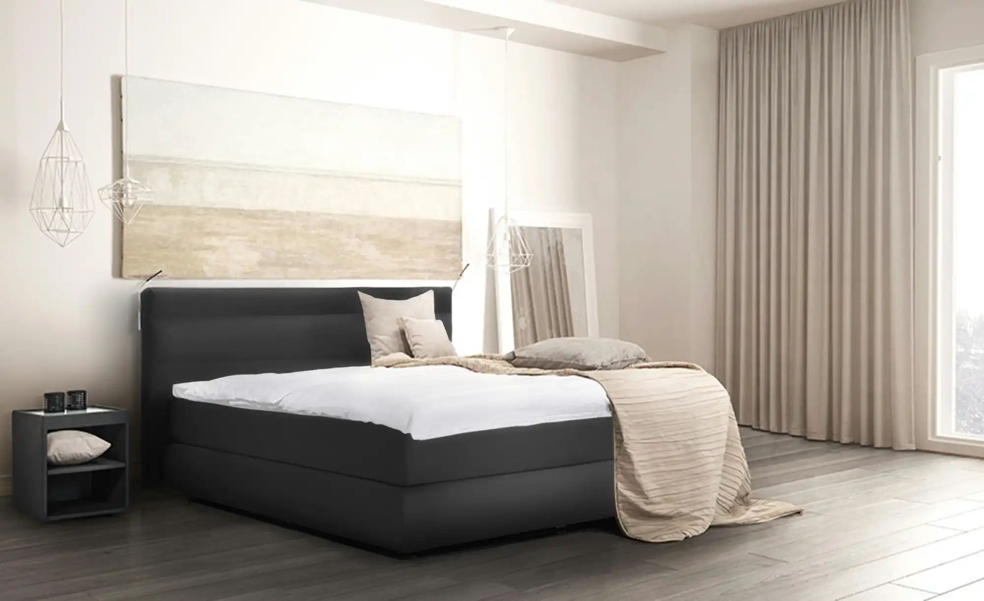 Wohnwert Boxspringbett  Dormian Bolge Low ¦ schwarz ¦ Maße (cm): B: 160 H: günstig online kaufen