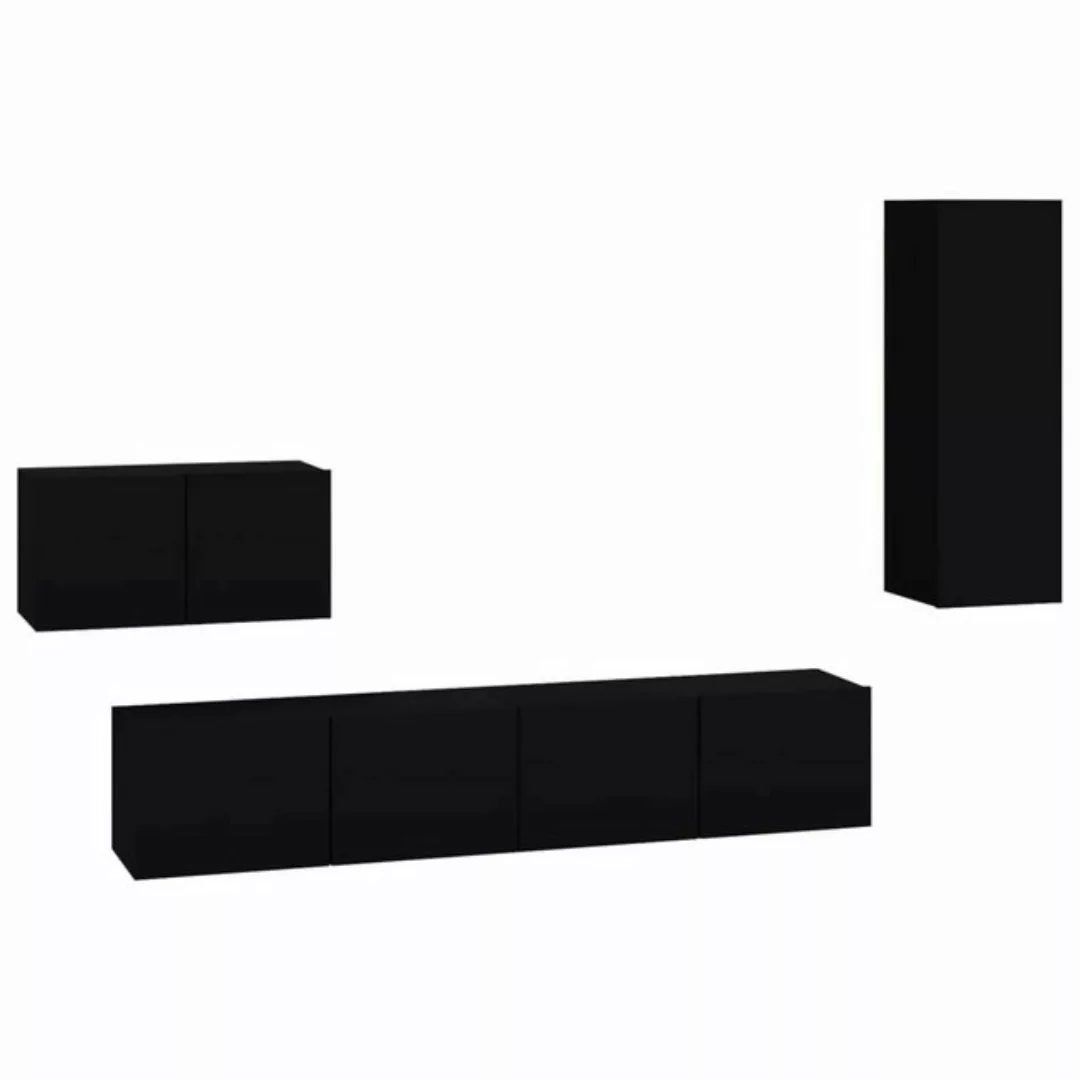 furnicato TV-Schrank 4-tlg. TV-Schrank-Set Schwarz Holzwerkstoff (1-St) günstig online kaufen