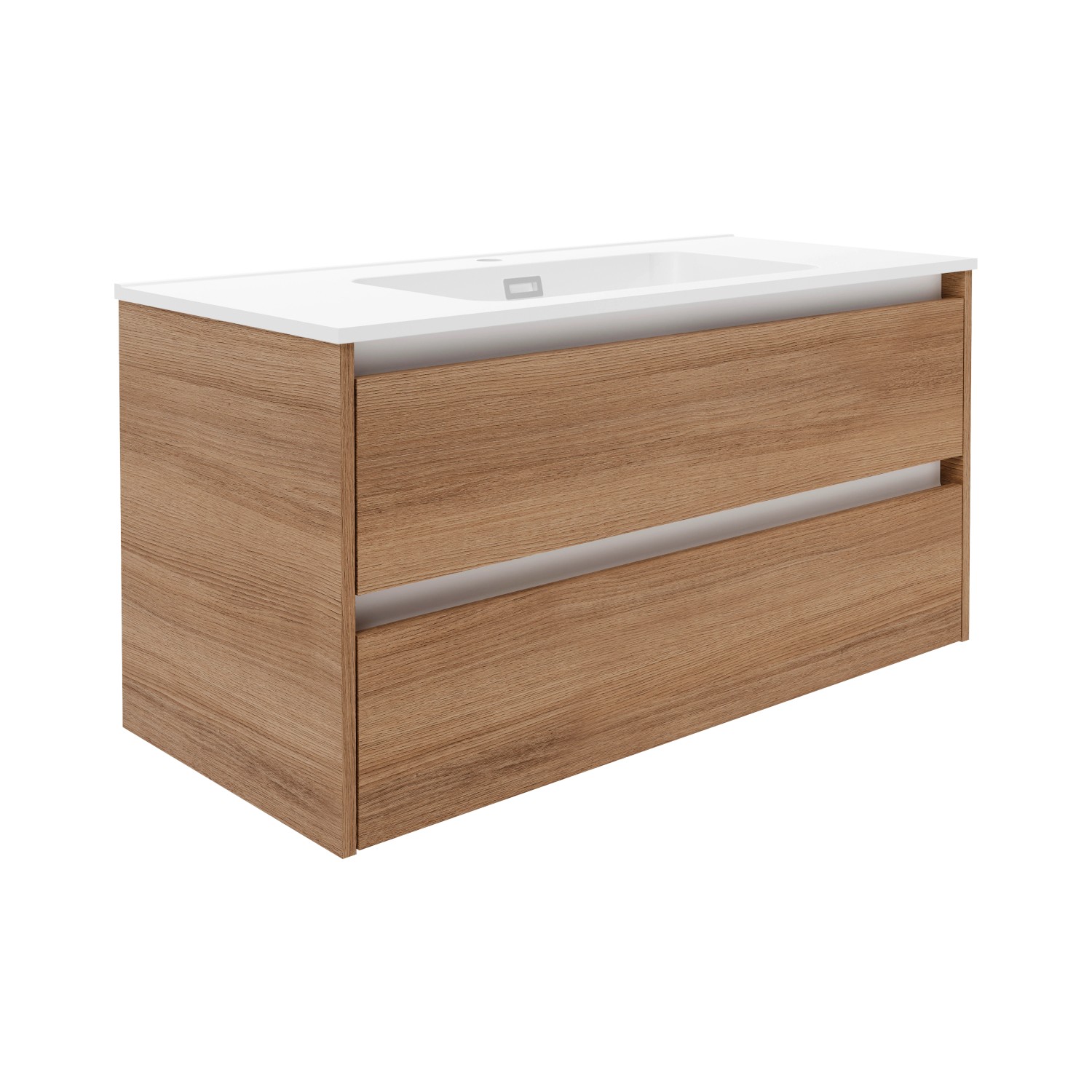 Fackelmann Waschtischunterschrank Vita 100 cm x 50 cm x 46 cm Oak Griff Wei günstig online kaufen