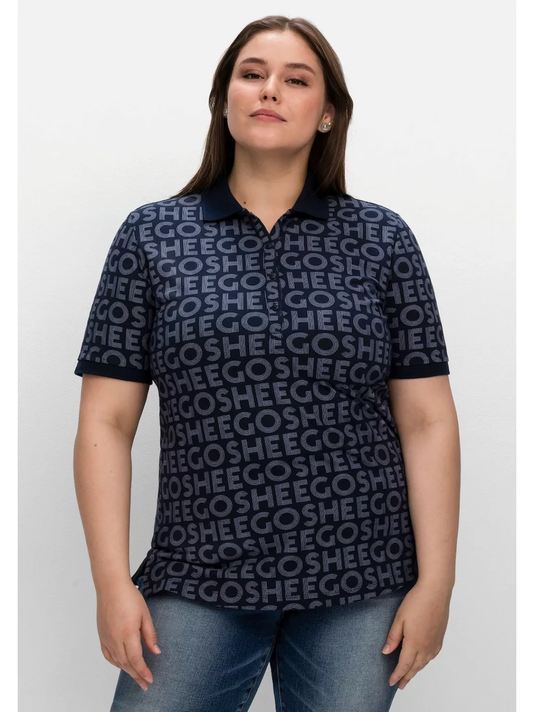 Sheego T-Shirt "Große Größen", mit Alloverdruck, aus Waffelpiqué günstig online kaufen