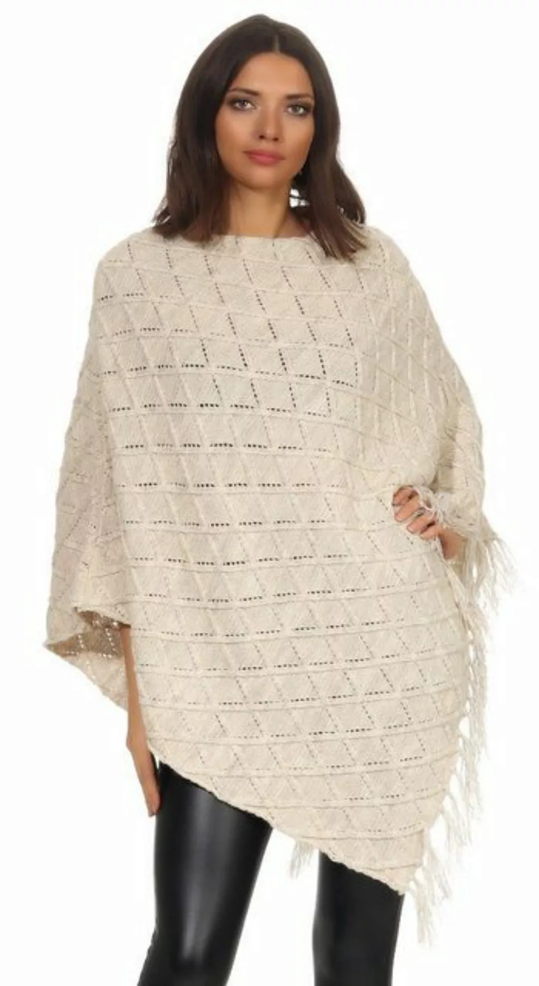 Mississhop Strickponcho Damen Poncho Cape Überwurf Strickponcho M.3014 günstig online kaufen